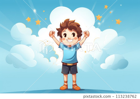 happy proud little boy cartoon illustration happy proud little boy cartoon illustration 113238762