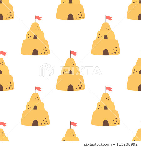 seamless pattern with cartoon sand castle seamless pattern with cartoon sand castle 113238992