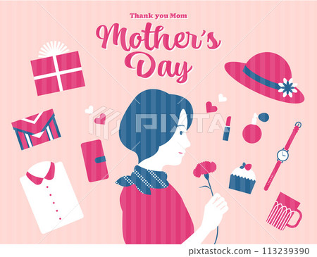 Mother's Day image illustration material set vector May mom gift 113239390