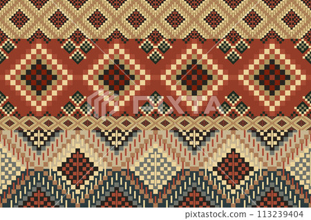 Navajo tribal vector seamless pattern. Native American ornament. Ethnic South Western decor style. Boho geometric ornament. Vector seamless pattern. Mexican blanket, rug. Woven carpet illustration. 113239404