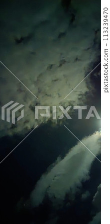 The appearance of the sky with beautiful clouds and the moon on a very quiet night 113239470