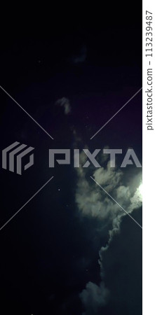 The appearance of the sky with beautiful clouds and the moon on a very quiet night 113239487