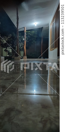 View of the house at night from outside the building 113239501