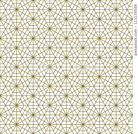 Seamless traditional Japanese ornament Kumiko.Golden color lines. 113239589