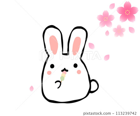 Rabbit eating cherry blossom viewing dango Rabbit eating cherry blossom viewing dango 113239742