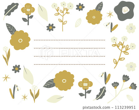 斯堪的納維亞風格秋季彩色花字母框架 113239951