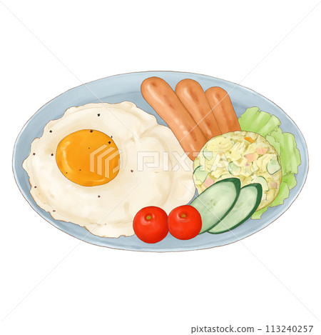 一個美味的煎蛋的插圖 113240257