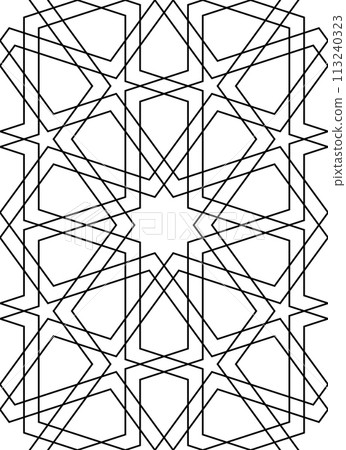 Seamless geometric ornament based on traditional islamic art. Black and white. 113240323