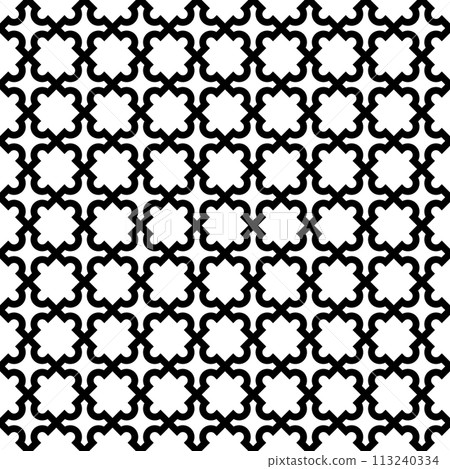 Seamless geometric ornament based on traditional islamic art. Black and white. 113240334