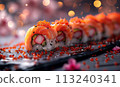 Sushi on the table on a blurred background. 113240341