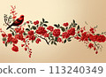 Branch with red berries in vintage style. 113240349