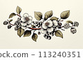 Branch with dark berries in vintage style. 113240351