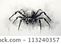 Drawing of a spider on a white background. 113240357