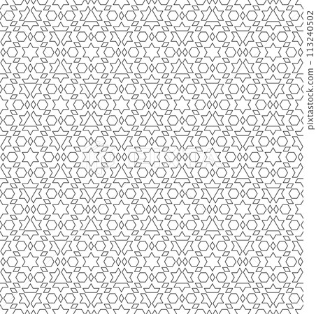 Seamless geometric ornament based on traditional islamic art. Black and white. Seamless geometric ornament based on traditional islamic art. Black and white. 113240502