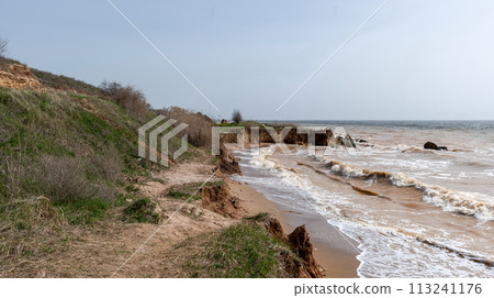 Wild beach in the village of Fontanka, Odessa region, Ukraine 113241176