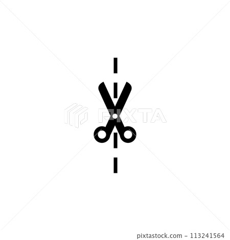 Scissors with Dashed Line Flat Vector Icon Scissors with Dashed Line Flat Vector Icon 113241564
