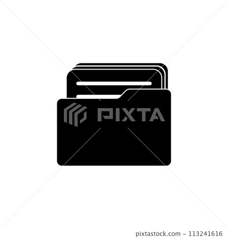 Folder with Documents Flat Vector Icon 113241616