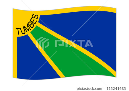 Waving flag of Department of Tumbes, administrative division of Peru. Vector illustration. Waving flag of Department of Tumbes, administrative division of Peru. Vector illustration. 113241683