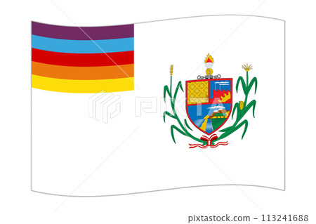 Waving flag of Department of La Libertad, administrative division of Peru. Vector illustration. 113241688
