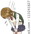 A high school girl bows her head and apologizes 113241827
