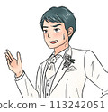 A groom with a cornered expression 113242051