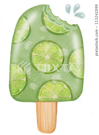 popsicle fruit set collection cut out illustrations hand drawn style catoon watercolor paint. popsicle fruit set collection cut out illustrations hand drawn style catoon watercolor paint. 113242099