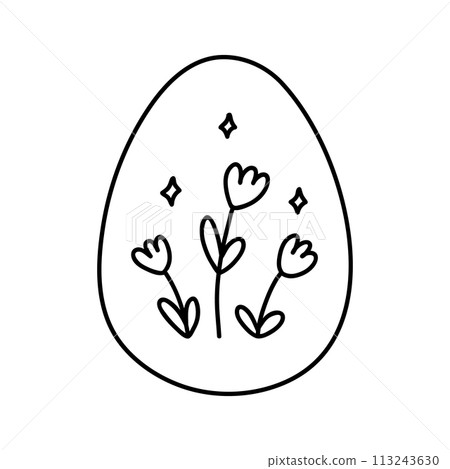 Cute Easter egg with flowers 113243630