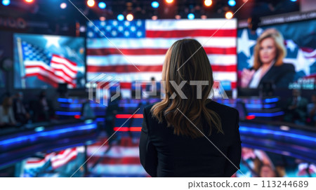 Television Reporter Poised for Election Coverage 113244689