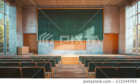 Classic University Lecture Hall with Chalkboard 113244703