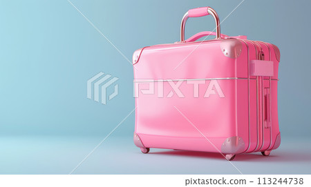 Premium pink travel suitcase with wheels 113244738