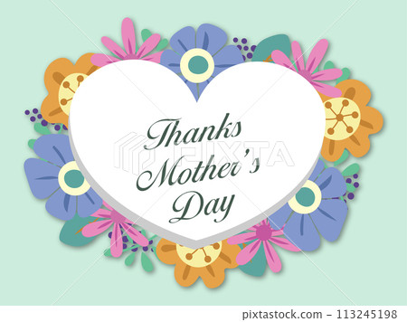 Thanks Mother's Day, Western-style colorful flowers and hearts 113245198