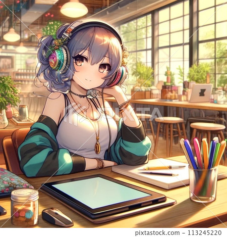 Chill girl in cafe 113245220