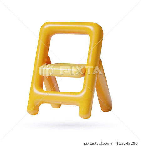 Ladder icon 3d render portable folding stepladder minimal three dimensional cute vector illustration 113245286