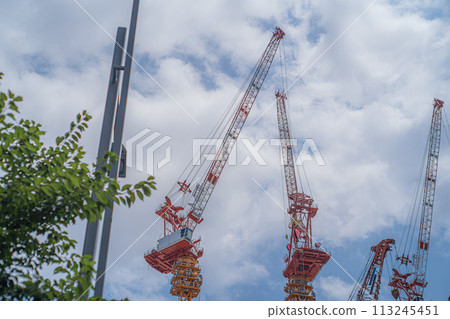 Summer sky and high-rise construction 113245451