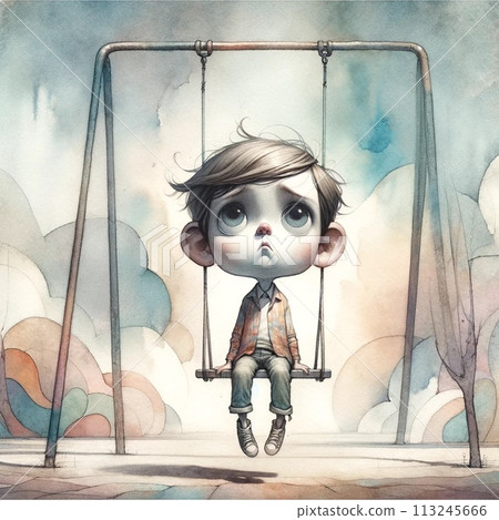 多雲的天空和男孩 113245666