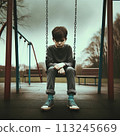 Park, cloudy sky and boy 113245669