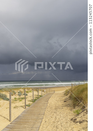 Plage Nord beach, Mimizan, New Aquitaine, France 113245707