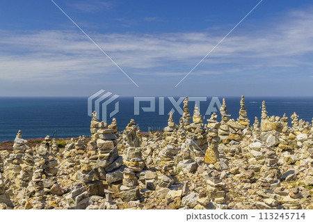 stone man in Cap de la Chevre, Crozon, Brittany, France 113245714