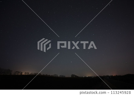 Night sky and city lights in the plains of Otofuke Town, Hokkaido-1 113245928