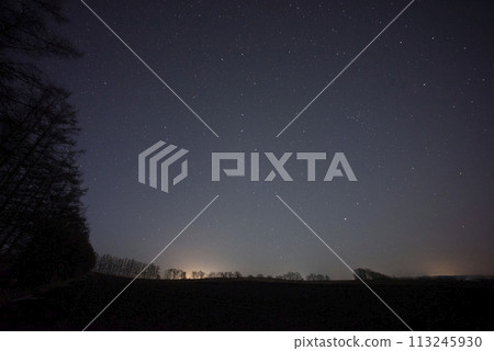 Night sky and city lights in the plains of Otofuke Town, Hokkaido-1 113245930