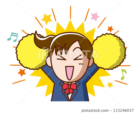 A girl in a uniform cheering enthusiastically (blazer) 113246037