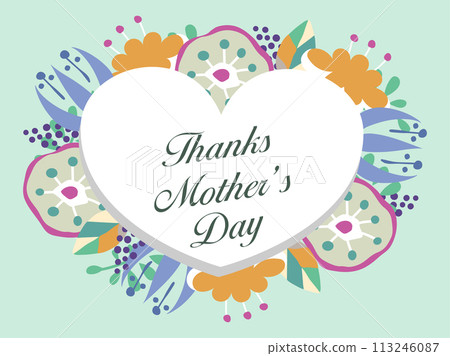 Thanks Mother's Day, Western-style colorful flowers and hearts 113246087