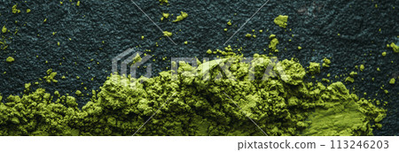 matcha powder tea, panoramic banner format matcha powder tea, panoramic banner format 113246203
