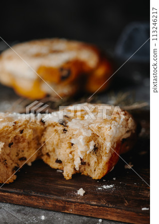 italian colomba pasquale split in half 113246217