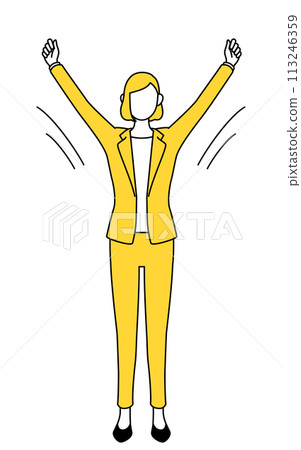 A simple line drawing illustration of a woman in a suit taking a deep breath A simple line drawing illustration of a woman in a suit taking a deep breath 113246359