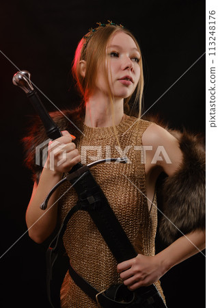 young viking woman 113248176
