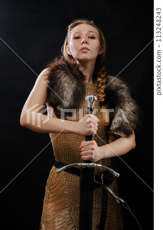 young viking woman 113248243