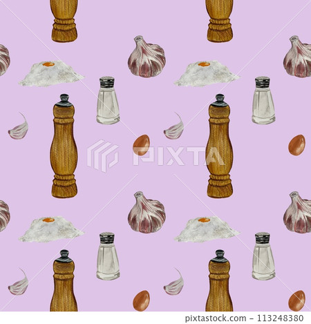 Pepper salt shaker flour purple watercolor pattern 113248380