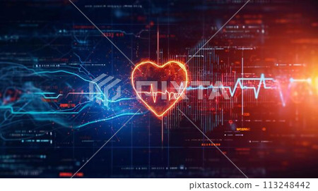 The heartbeat line turns into an AI code. Monitor and manage your heart health in real time 113248442