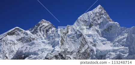 Peaks of Mt Everest and Nuptse seen from Kala Patthar, Nepal. Peaks of Mt Everest and Nuptse seen from Kala Patthar, Nepal. 113248714